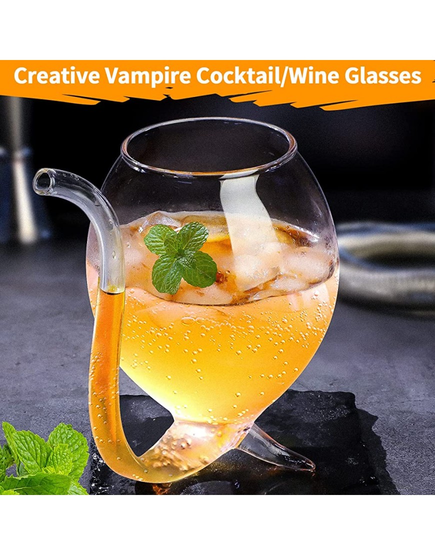 [Coffret cadeau] Lot de 2 verres à cocktail en forme de vampire 360 ml Lot de 2 grands verres créatifs transparents à martini pour cocktail vin jus whisky maison bar fête - B7J15VRTU