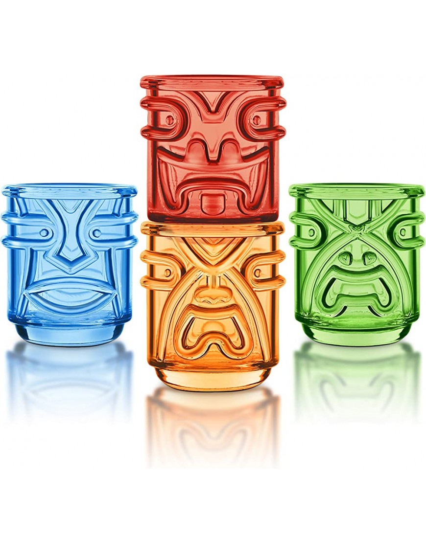 Final Touch TIKI Stackable TUMBLERS Verres à cocktail Gobelet Coloré COLOURED 355ml Hawaiian Themed Pack of 4 TK5302 - BEK85KZOE