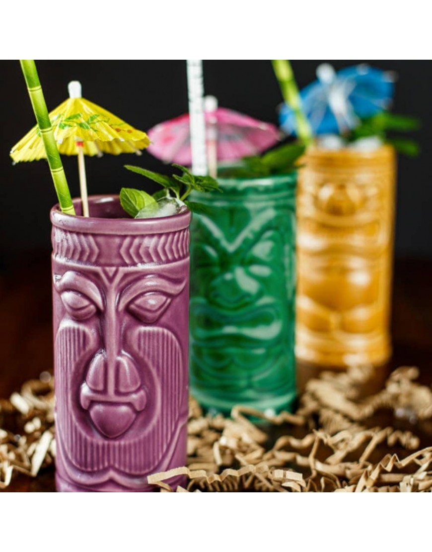 Mikamax – Tiki Mugs – Verres de bar Tiki – Ensemble de 4 tasses à Cocktail en Céramique – 29 x 8 x 15 cm – Party Tiki – Cocktails Hawaiens – Cocktail Mai Tai - B5ND8VTLL