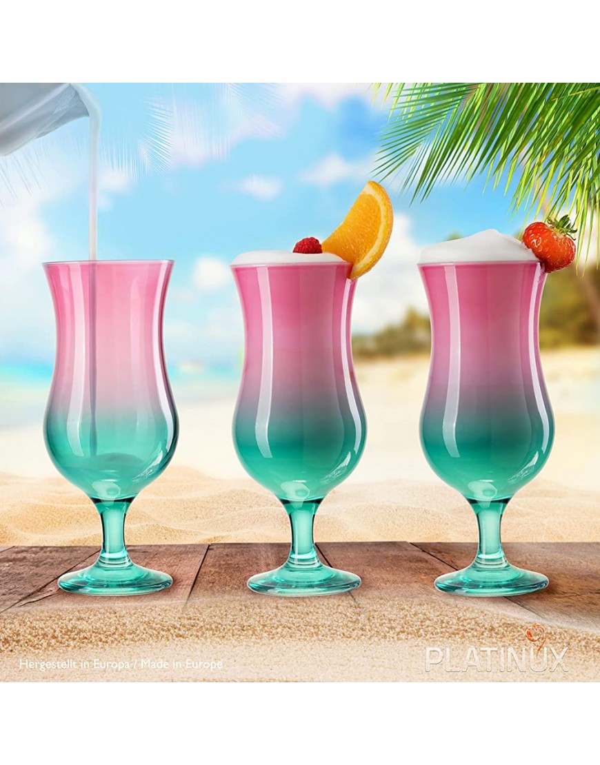 PLATINUX Lot de 6 verres à cocktail Rose Turquoise Multicolore 400 ml max. 470 ml - B67ENHSJE