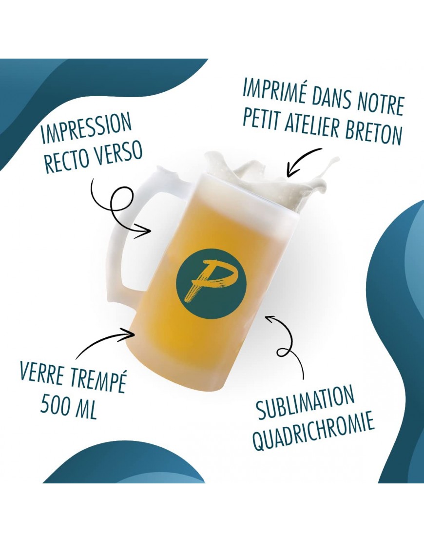 Chope de bière Breton j'peux pas | Verre à bière pinte Cadeau humour alcool original | Imprimé en France - BW899BNWK