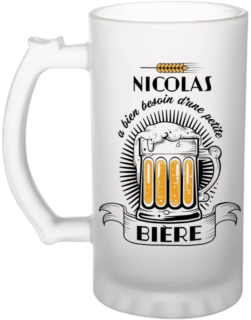 Chope de bière Nicolas a besoin d'une bière Verre à bière humour idée cadeau fête des mères anniversaire - B9762BTRV