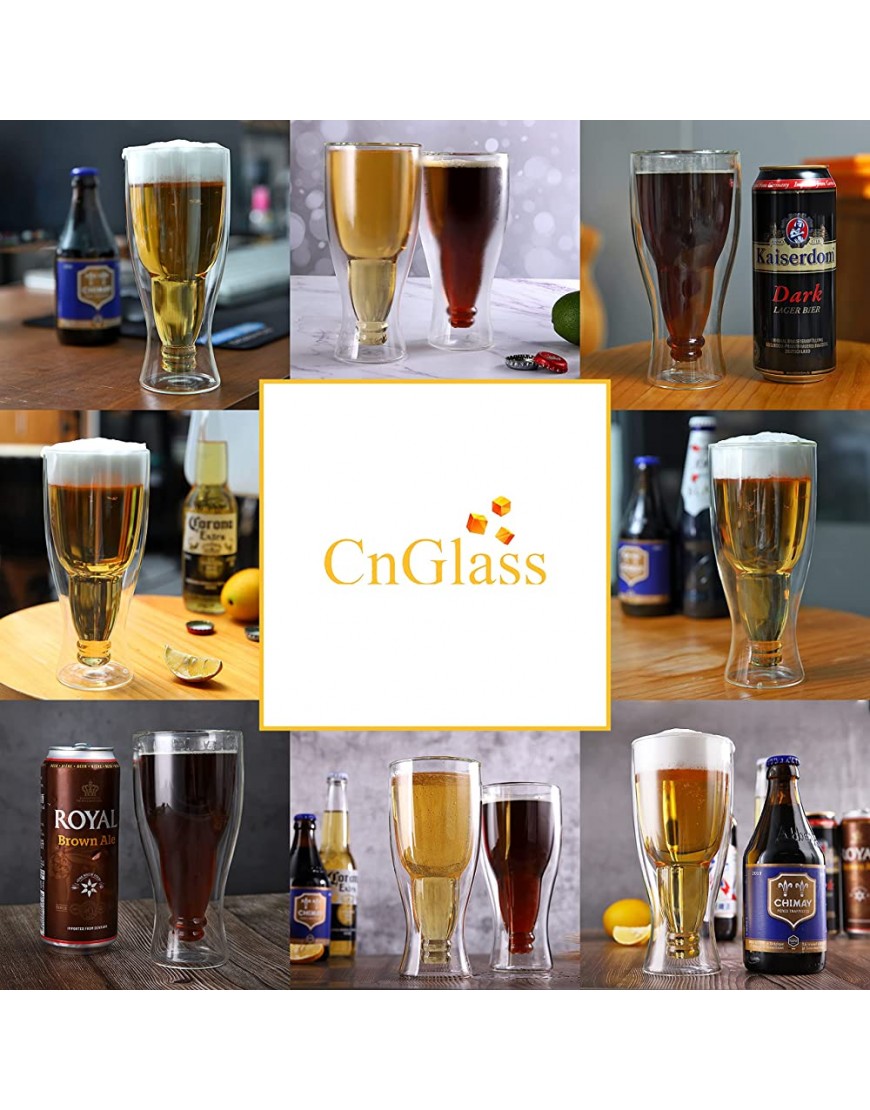 CnGlass Lot de 2 verres à bière à double paroi 383 g - BM6H6KGJX