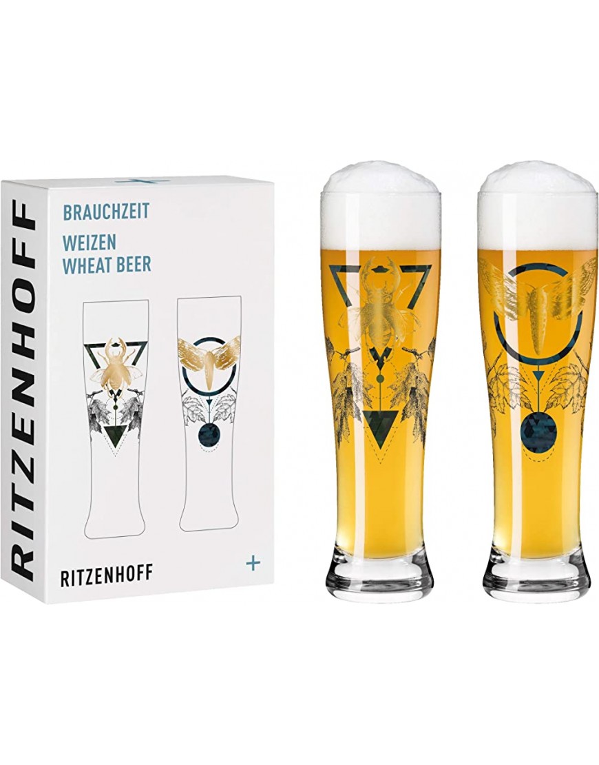 Ritzenhoff 3481003 Lot de 2 verres à bière de blé en verre 646 millilitres multicolores - B39QDHEZZ