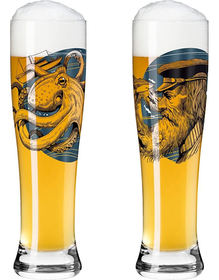 Ritzenhoff 3481005 Lot de 2 verres à bière de blé 500 ml – Lot de 2 – Série de temps d'utilisation n° 5 – Lot de 2 avec impression numérique multicolore - B1E78KPQK