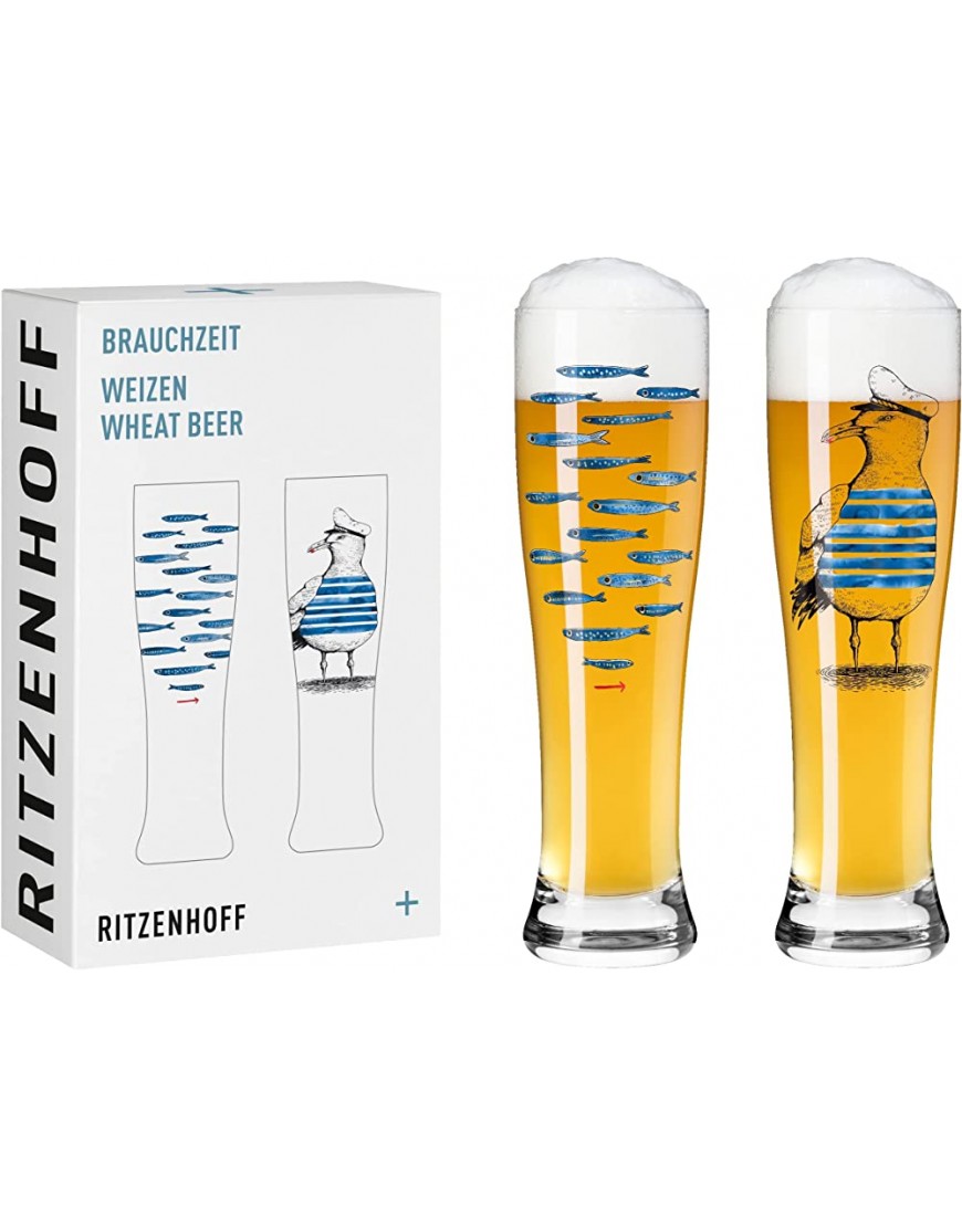 Ritzenhoff 3481007 Lot de 2 verres à bière de blé 500 ml – Lot de 2 – Série de temps d'utilisation n° 7 – Lot de 2 avec impression numérique multicolore - B55K8UDYQ