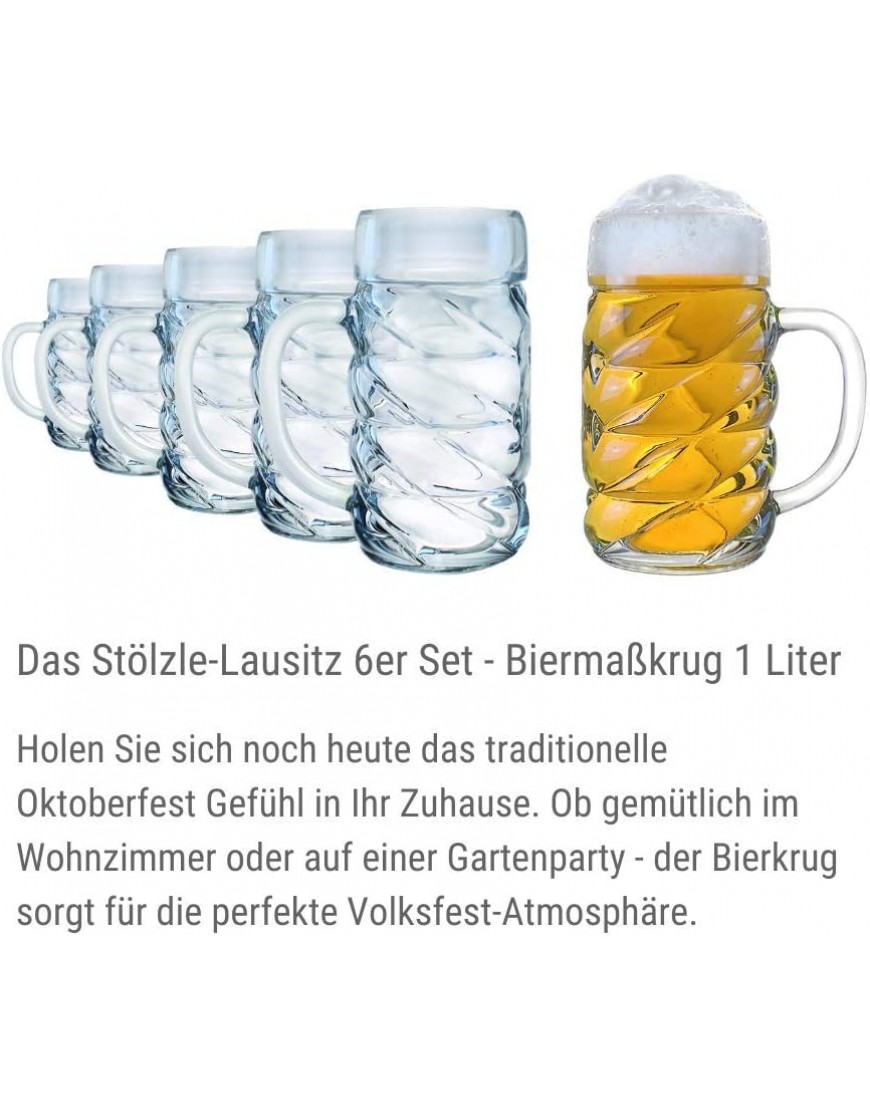 STÖLZLE LAUSITZ Oberglas Diamond chope 1l chope à bière originale I Oktoberfest I design moderne I lot de 6 pièces I lavable au lave-vaisselle I qualité allemande - BA3AWJRYZ