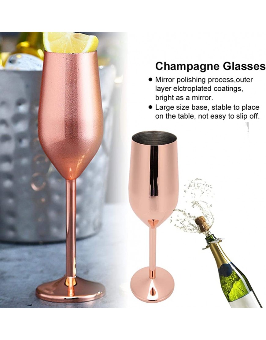 Flûte à Champagne en Acier Inoxydable 200ml Verres à Vin Incassables Réutilisables Tasses de Gobelet pour Banquet de Fête de Bar de Mariage Rose Doré - BM847DPNV