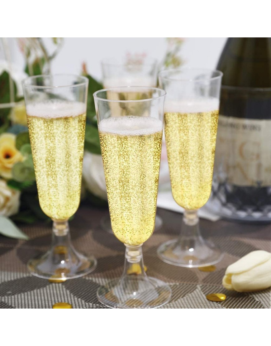 LATERN 50 Pièces Flûtes à Champagne en Plastique 150ml Verres à Champagne Transparents Gobelets à Vin Réutilisables à Tige pour Fêtes Douche D'anniversaire Mariage Jardin 5,5 x 16,5cm - BWA5ENUUZ