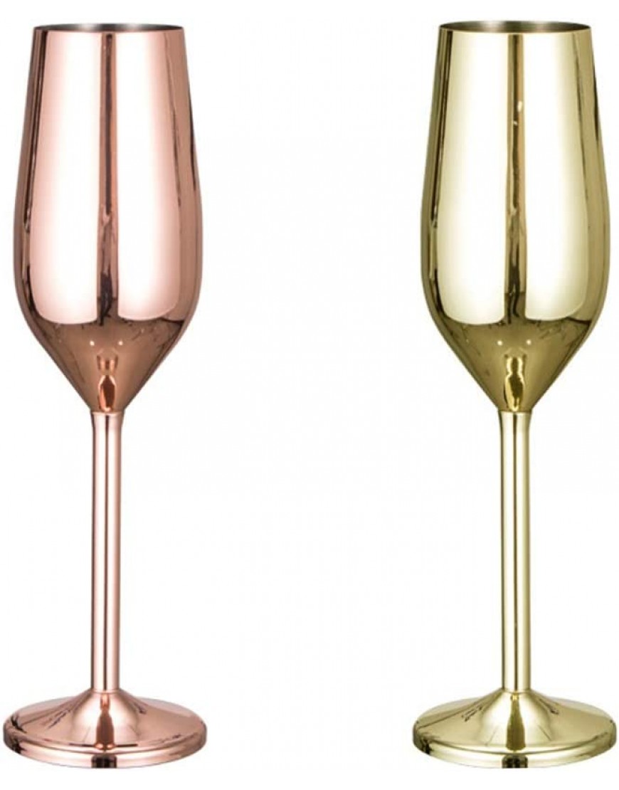 Lot de 6 flûtes à champagne en acier inoxydable flûtes à champagne en acier inoxydable incassables champagne et prosecco en cuivre， choix parfait pour les fêtes mariages - BEEH8VZSX