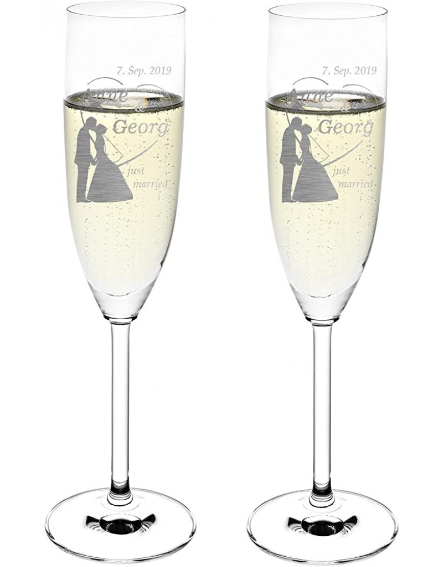 polar-effekt Leonardo Lot de 2 flûtes à champagne personnalisées avec gravure personnalisée Motif couple de mariés - B5AMNXFAI
