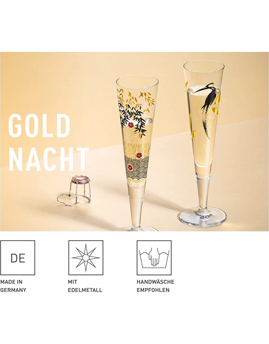 Ritzenhoff 1071019 Verre à Champagne 200 ml Série Goldnacht n° 19 Pièce de designer élégante avec or véritable Fabriqué en Allemagne - BKWMMKRMI