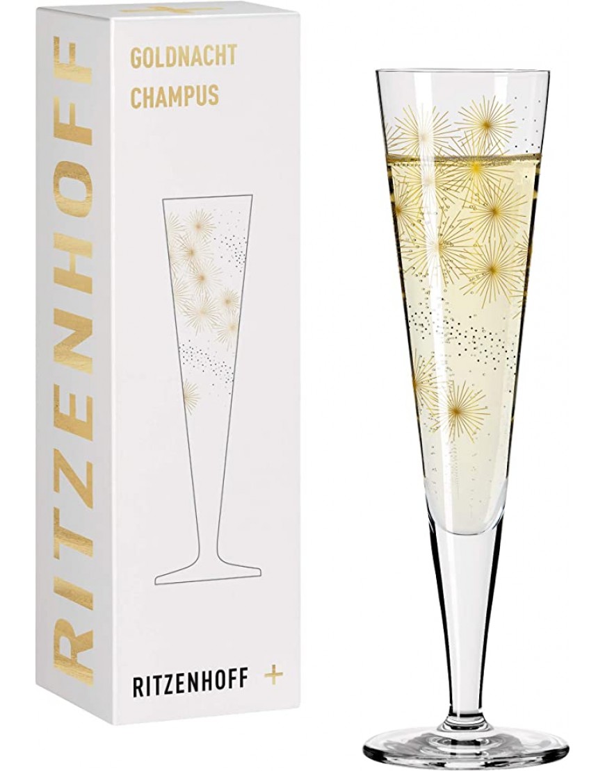 RITZENHOFF 1078267 Verre à Champagne 200 ml – Série Goldnacht N° 4 – Bijou élégant avec or véritable – Fabriqué en Allemagne - BQAJEGFOX