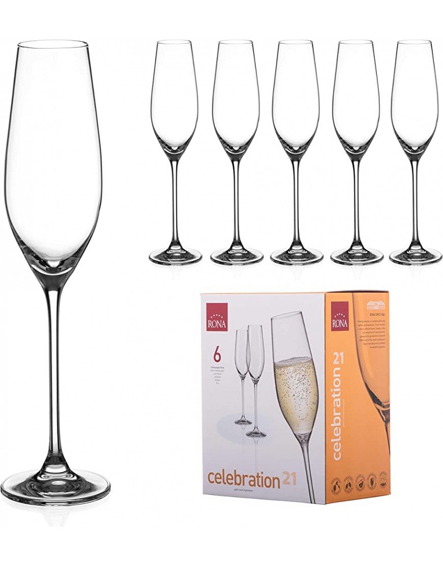 Rona Select Lot de 6 flûtes à champagne en cristal « Celebration » - B982MYNSJ
