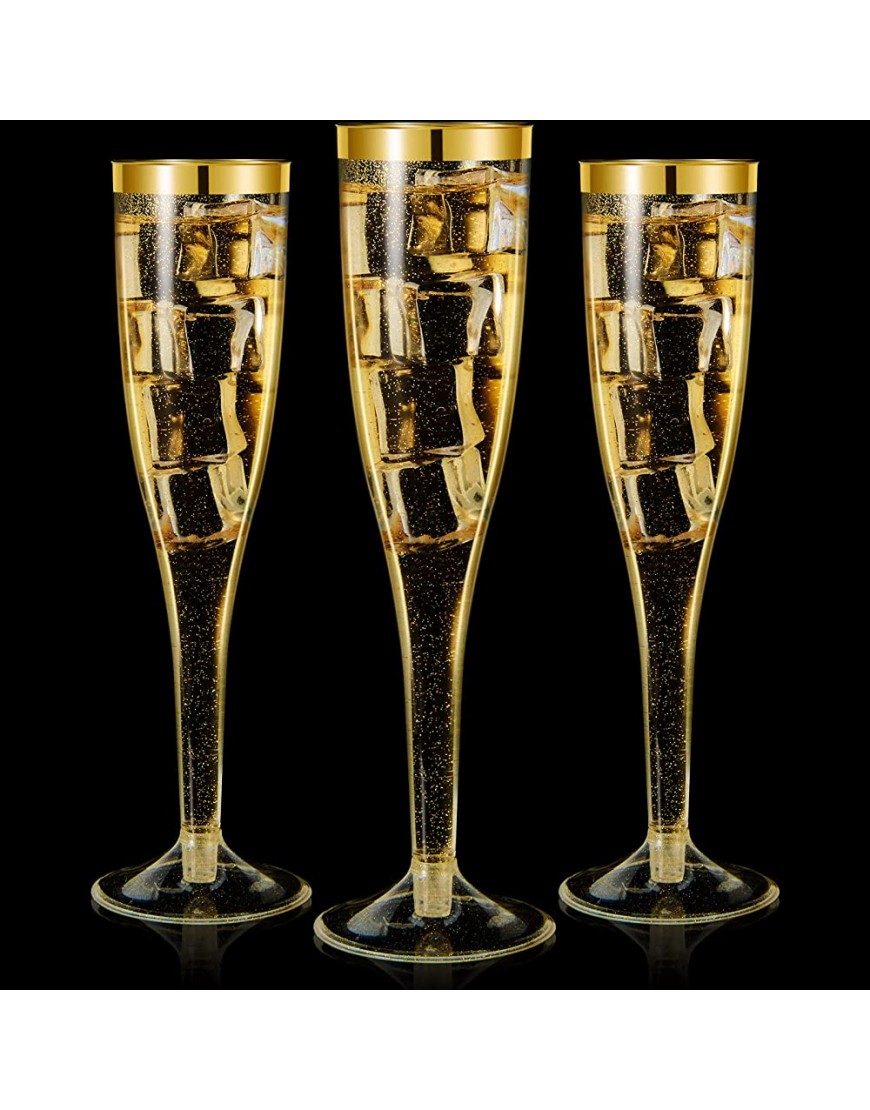Set de 12 Flûtes à Champagne Réutilisables Empilables 200 ml  6,5 oz Verres à Champagne Cocktail Élégants Coupes à Champagne à Paillettes pour Mariage Anniversaire Fête Vacances Or - BA95MKCTK