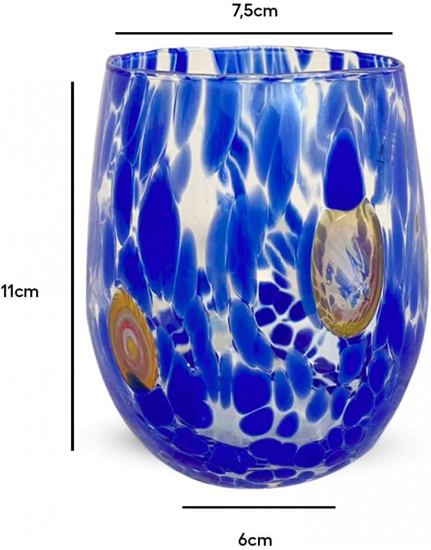 Gocce di Murano Lot de 6 verres arc-en-ciel de pluie en verre de Murano soufflé 300 ml fabriqués à la main colorés pack 6 verres à eau élégants et précieux bleu 6 - BVK7JPCRG