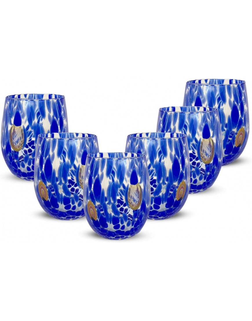 Gocce di Murano Lot de 6 verres arc-en-ciel de pluie en verre de Murano soufflé 300 ml fabriqués à la main colorés pack 6 verres à eau élégants et précieux bleu 6 - BVK7JPCRG