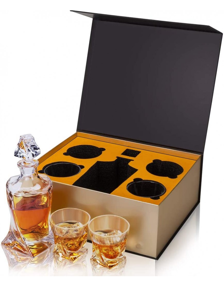 KANARS Carafe et Verres à Whisky Cristal pour Whisky Scotch Cognac Martini 800 ml Bouteille avec 4x 300 ml Verre à Whiskey 5 Pièces Belle Boîte Cadea - BWD9MFXJU