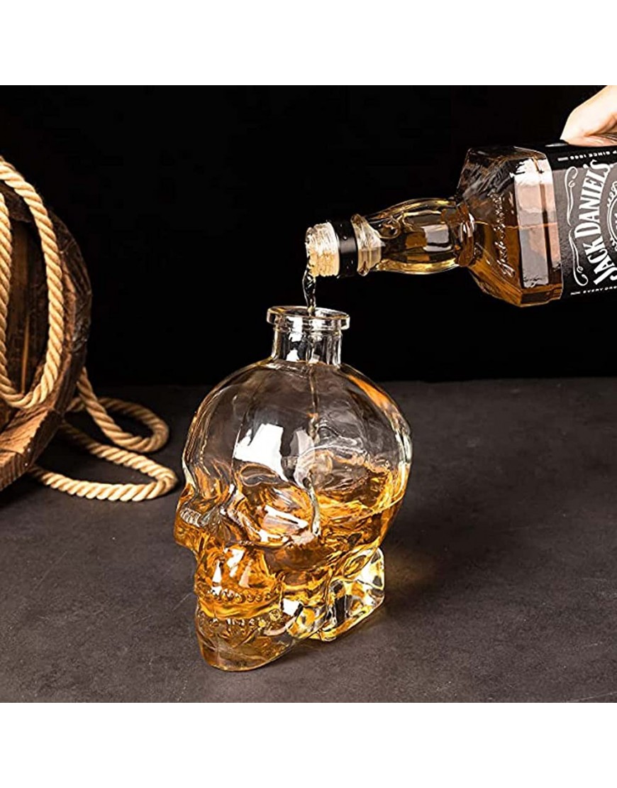 Ensemble carafe à whisky verres tête de mort 750 ml avec 2 tasses tête de mort 150 ml avec bouchon pour famille fête Halloween Noël et anniversaire - B6KWAEQNG