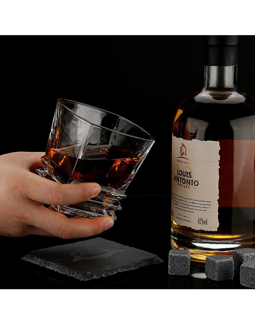 exreizst Whisky Stone Coffret Cadeau Verre à Whisky et Pierre Granit Ice Whisky Rock-Scotch Whisky Bourbon Whisky Glass Men's Best Drinking Gift Father Mari Birthday Party - BQK7QESKT