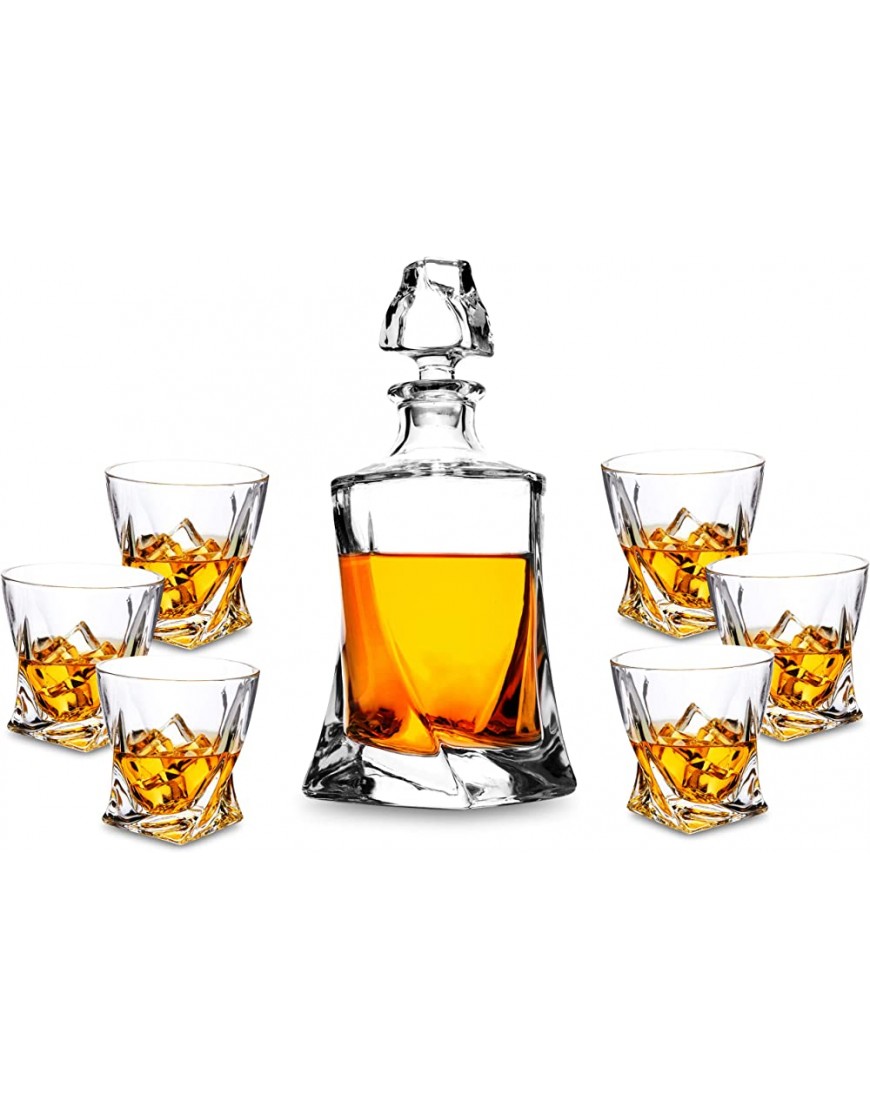 KANARS Verres et Carafe à Whisky Cristal pour Scotch Whisky Cognac Martini 800 ml Bouteille avec 6x 300 ml Verre à Whiskey Décanter Cristal Belle Boîte Cadea 7 Pièces - B9EKABUOP