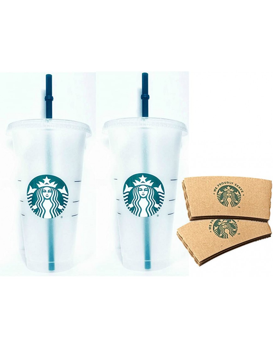 Starbucks Venti Lot de 2 tasses à boisson glacée réutilisables avec manchons 709,8 ml - B2V1VUQYI