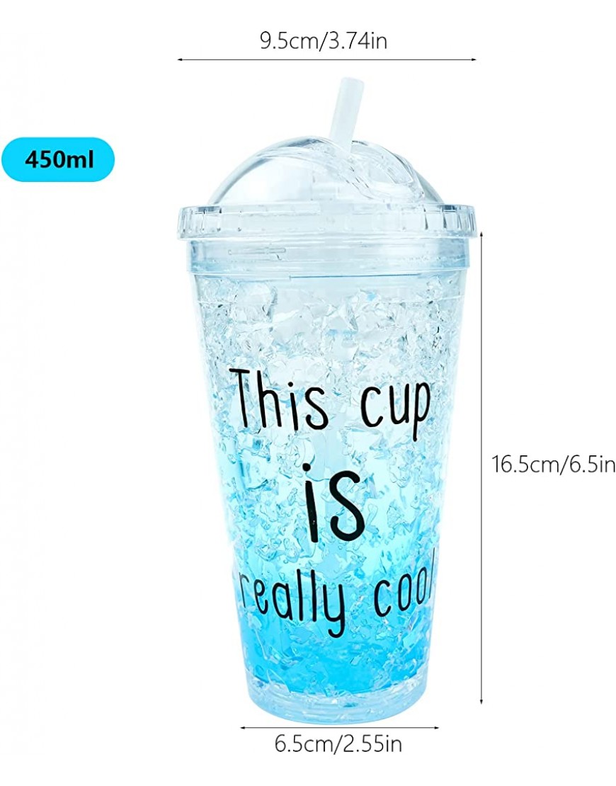 Tasse en Plastique Réutilisable avec Couvercle et Paille 450 ml Transparent Gobelet de Voyage Adapté pour le Café de jus de Fruits - B43W5OIGQ