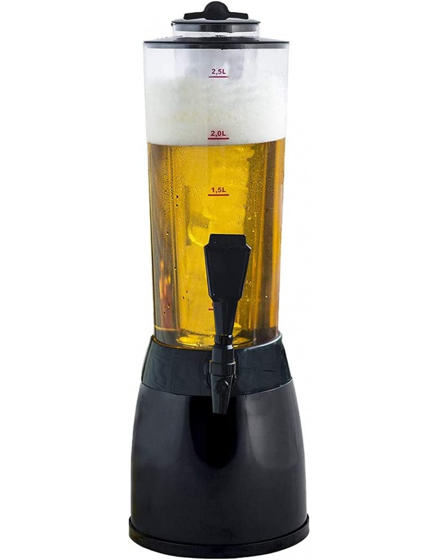 LTLWSH Distributeur de Biere 2.5L Tour de Bière Pompe Boissons Drink Dispenser Compartiment de Glaçons Separe pour Fêtes,Barbecues,Buffet 53cm Haute - BVWH7HUPX