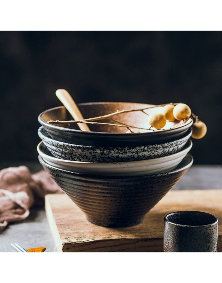Seau Bol Vaisselle Japonaise Bol en Céramique Domestique Commercial Soupe Bol Se Sentir Confortable Pratique Fin Grip Color : Black Size : 8inches - BQKBKQOBK