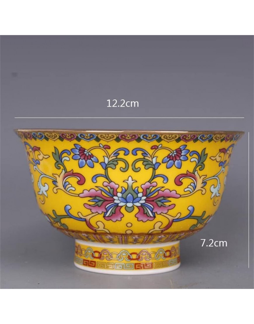 Sijiantao 2 bols à motif en émail pastel au sol jaune artisanat antique en porcelaine ornements antiques de ménage ensemble de bol Color : Flower bowl Size : 12.2x7.2cm - BE8H9ANJL