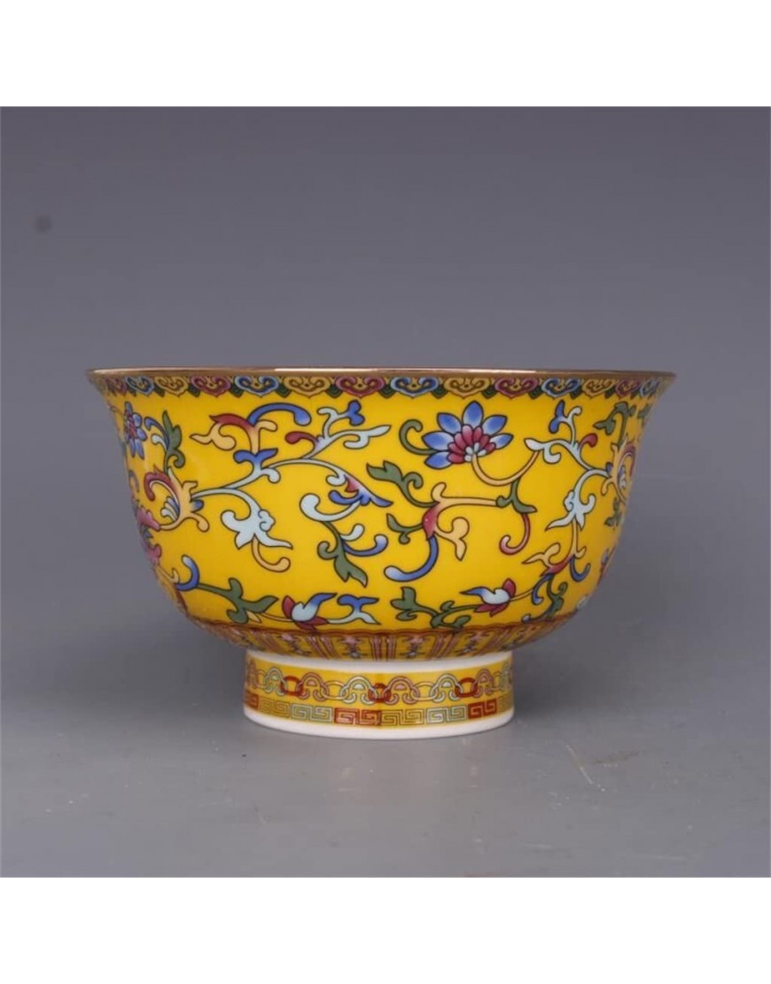 Sijiantao 2 bols à motif en émail pastel au sol jaune artisanat antique en porcelaine ornements antiques de ménage ensemble de bol Color : Flower bowl Size : 12.2x7.2cm - BE8H9ANJL