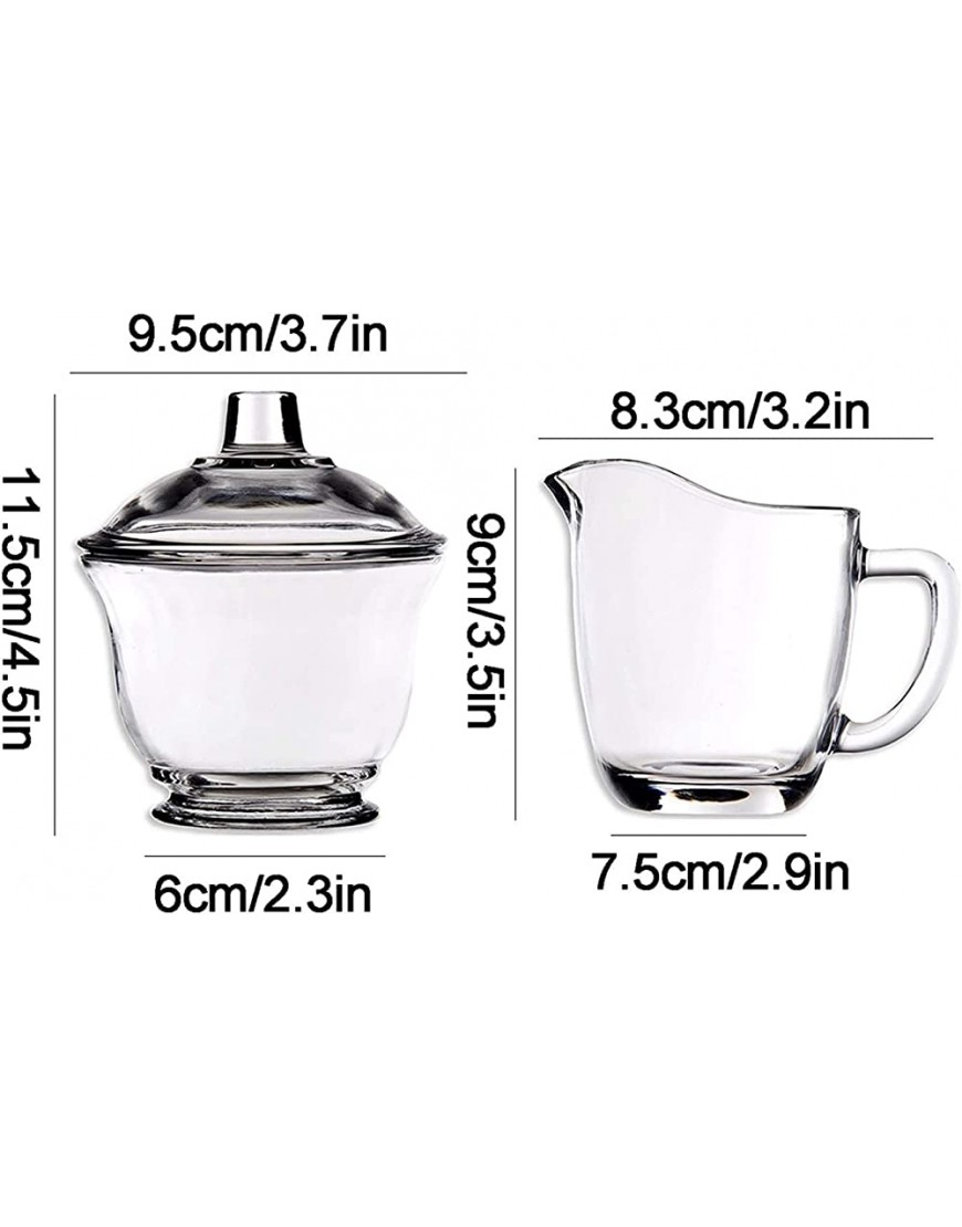 Glass Sugar and Creamer Coffee Set Kit Transparent Glass Sugar Bowl with Lid Milk Pitcher 170ml 5.7oz Cream Jug with Handle Stainless Steel Double Insulated Gravy Boat S - BEEHKDORF