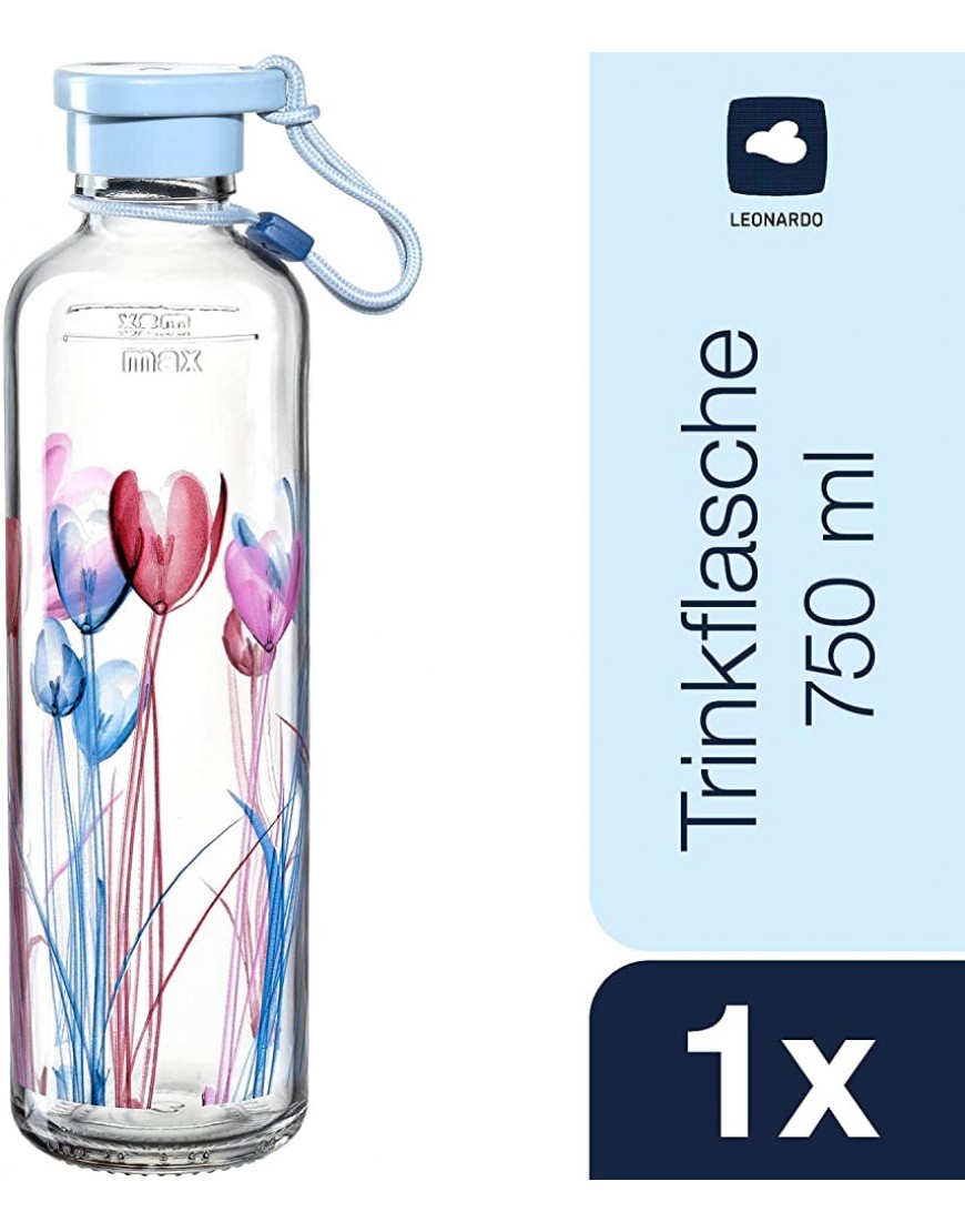 LEONARDO HOME Mixte Adulte Bouteille IN Giro 750 ml Flower Bleu Clair 029121 - BB6QBGOMU