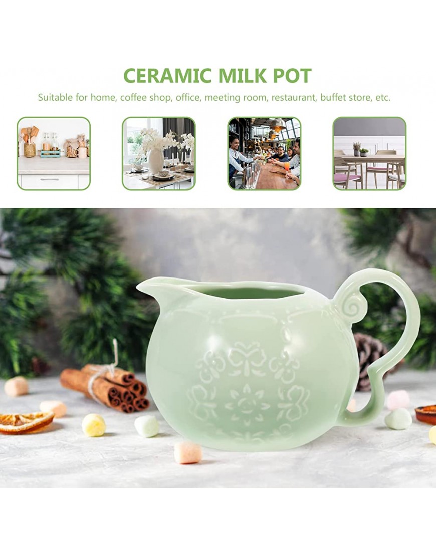UPKOCH Ceramic Creamer Sugar Bowl Set: European Style Cream Pitcher Sugar Bowl Milk Jug Coffee Latte Art Cup Syrup Pitcher for Home Kitchen Tableware Light Green - BE8A5FUMH