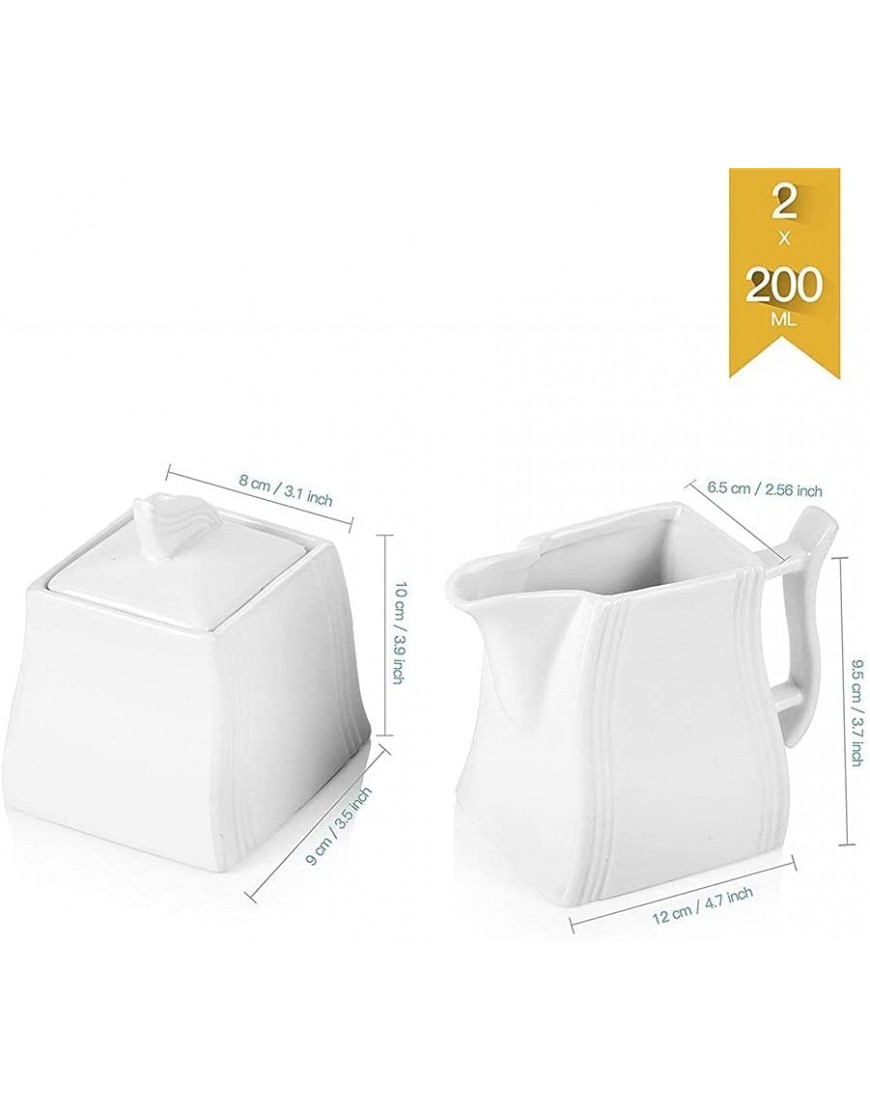 White Porcelain Creamer and Sugar Pot Set for Coffee Tea 4.75-inch Milk Pot Jug with Handle 3.5-inch Sugar Pot - BQ2HAJLHF