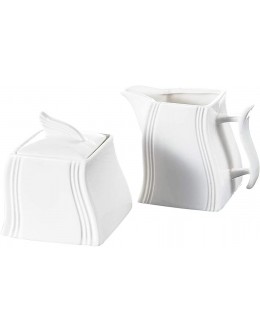 White Porcelain Creamer and Sugar Pot Set for Coffee Tea 4.75-inch Milk Pot Jug with Handle 3.5-inch Sugar Pot - BQ2HAJLHF