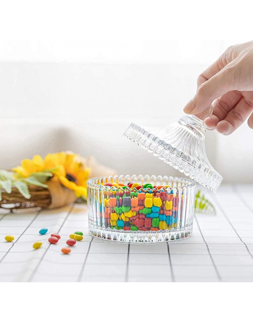Annfly Bol à bonbons en verre transparent avec couvercle effet cristal Sucrier décoratif en verre transparent 10 x 12 cm - BQK5VPHPN