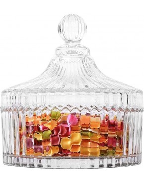 Annfly Bol à bonbons en verre transparent avec couvercle effet cristal Sucrier décoratif en verre transparent 10 x 12 cm - BQK5VPHPN
