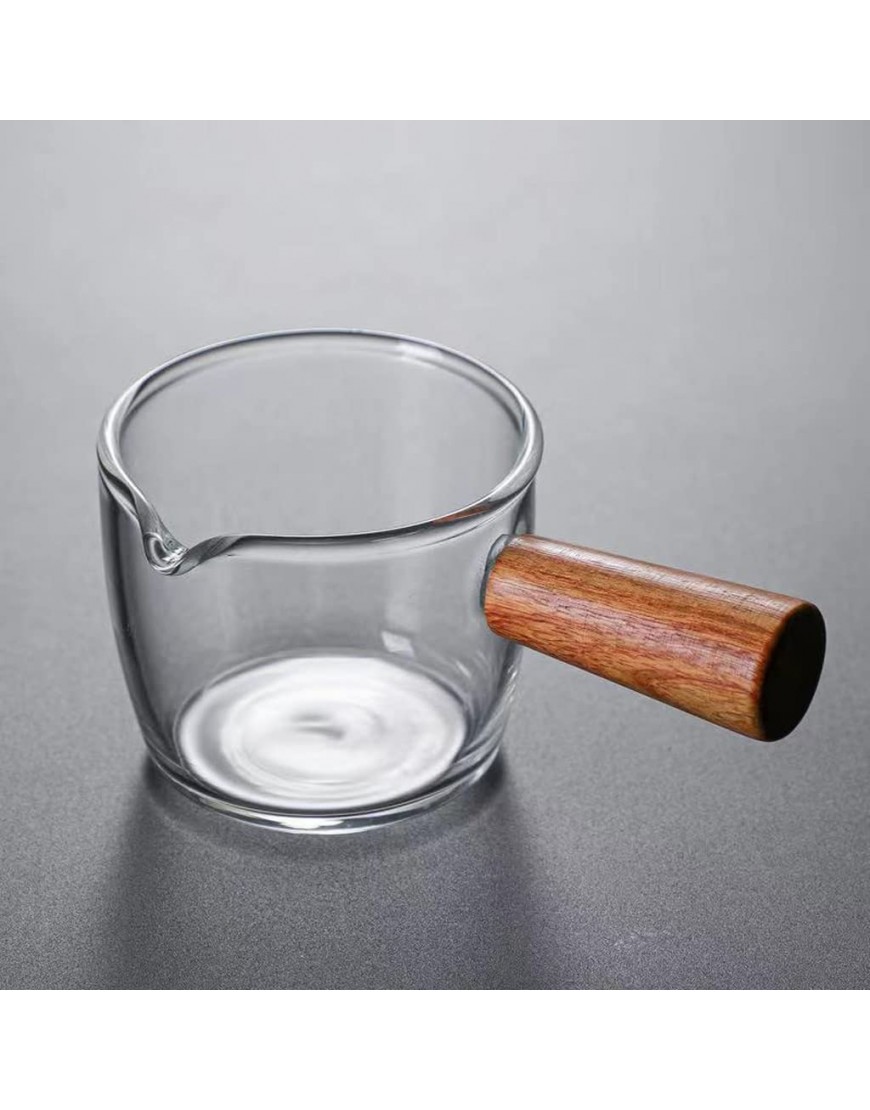 HNSYYUEYOU Verre Petite Coupe de Lait Glass Petit Milk Jar Creamer Pichet Résistant à la Chaleur Petite Tasse à Lait avec poignée en Bois Color : B - BKMKEPWBW