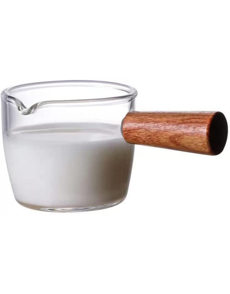 HNSYYUEYOU Verre Petite Coupe de Lait Glass Petit Milk Jar Creamer Pichet Résistant à la Chaleur Petite Tasse à Lait avec poignée en Bois Color : B - BKMKEPWBW