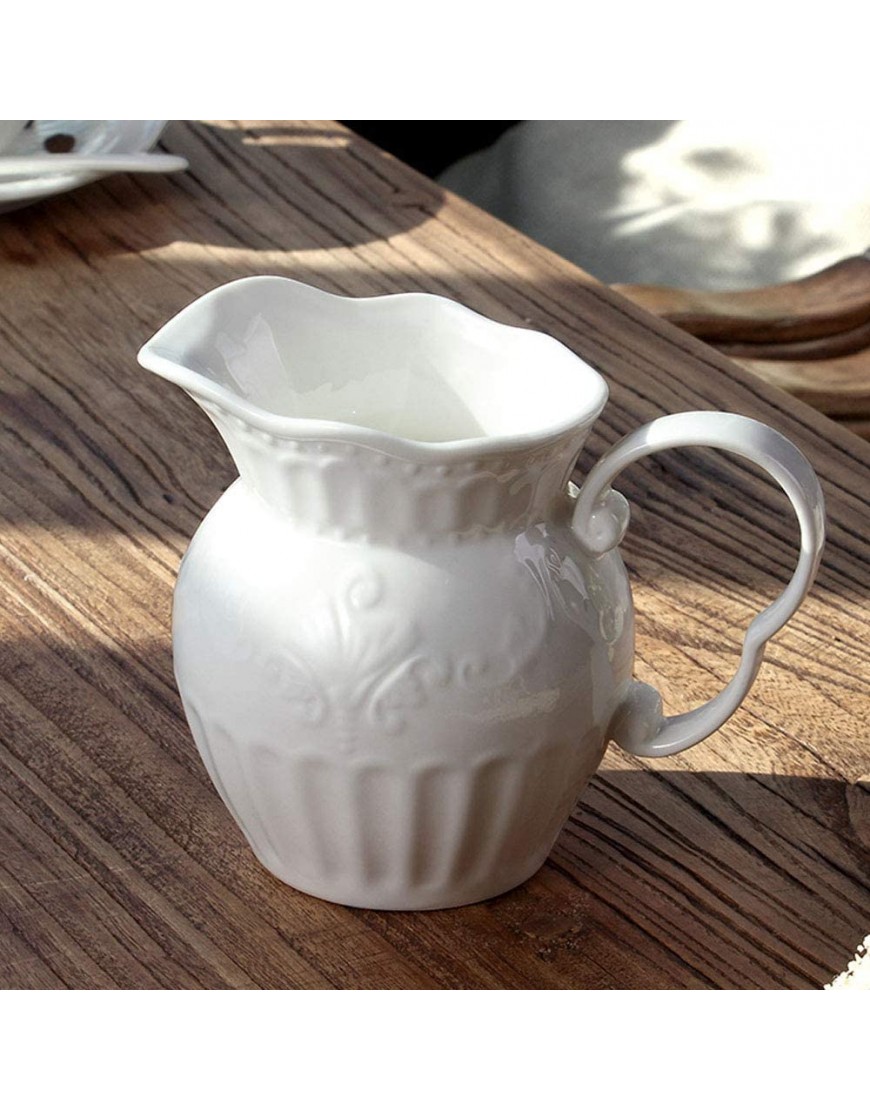 TAMUME Pot à Lait en Porcelaine Avec Motif en Relief Crémier en Céramique avec Poignée Incurvée Style Cottage avec Motif en Relief Crèmier - BVBEDYHKC