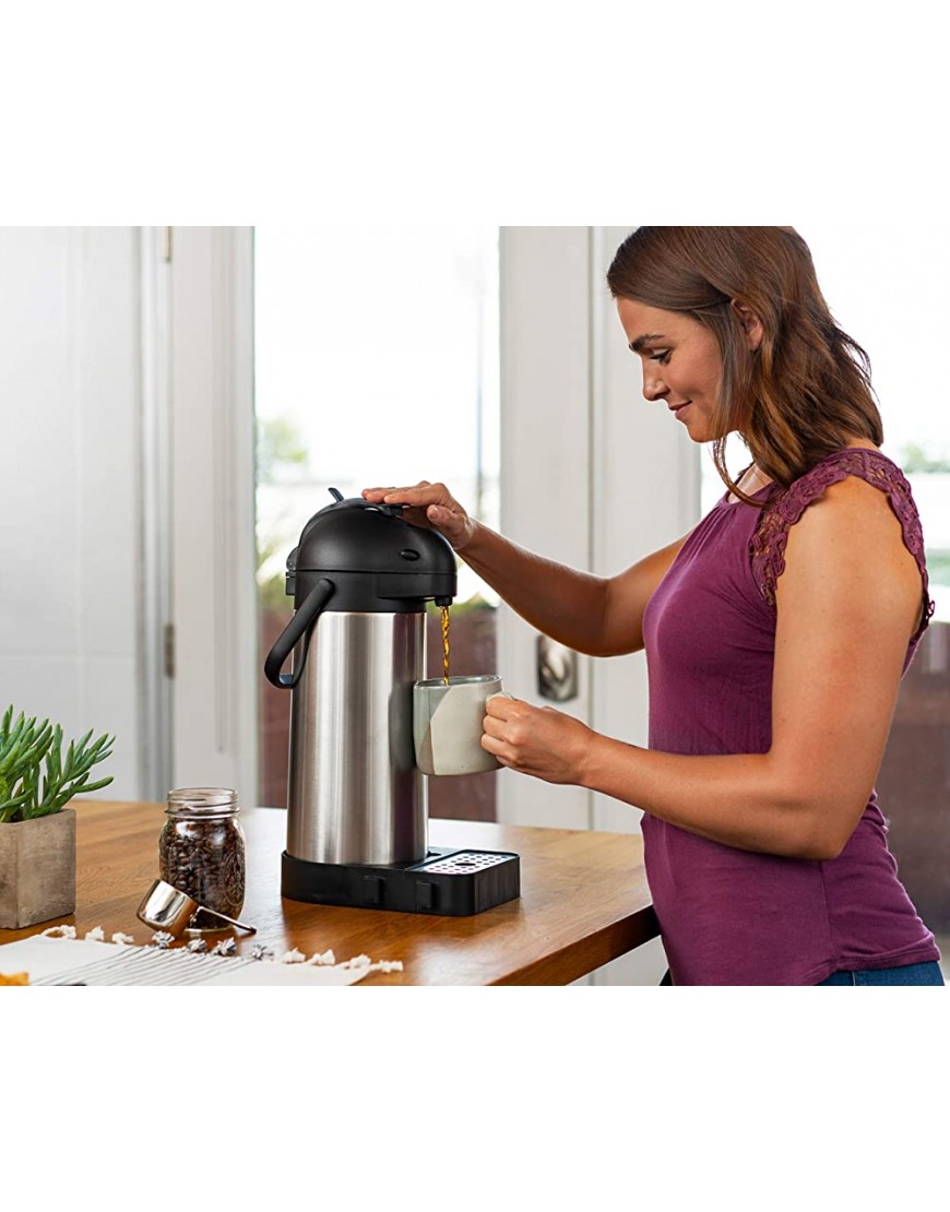 Cresimo Airpot Carafe à café isotherme avec bac d'égouttement et brosse de nettoyage en acier inoxydable 3 l - B35W1HKMS