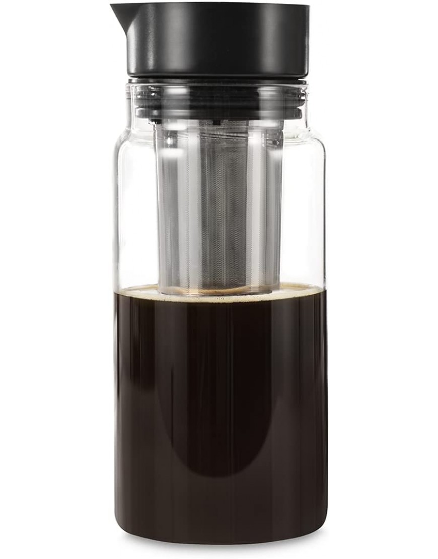 Xavax Cold Brew Cafetière 1 litre cafetière avec filtre en acier inoxydable amovible verseuse en verre pour café thé et eau infusée théière avec passoire 1000 ml Transparent - B52J2ETES