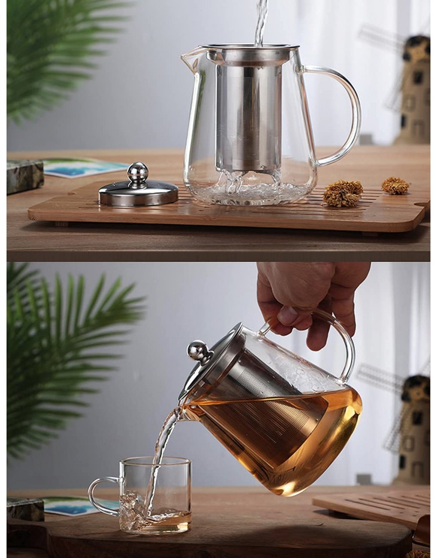 BOWD Théière en verre 750 ml filtre à thé en acier inoxydable résistant à la chaleur convient au thé et au café au four à micro-ondes et à la cuisinière électrique 750 ml 25 Qz - B1QMAKHPG