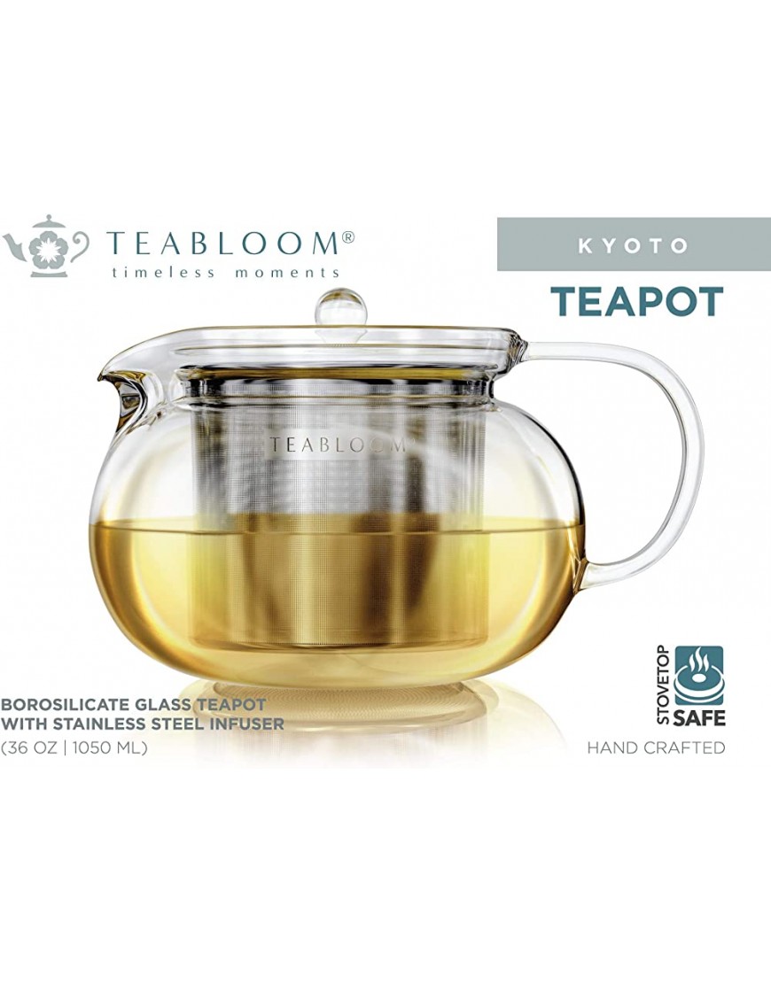 Teabloom Théière pour cuisinière et micro-ondes avec filtre à thé amovible Capacité de 3-4 tasses 1050 ML - BDW4BFFCL