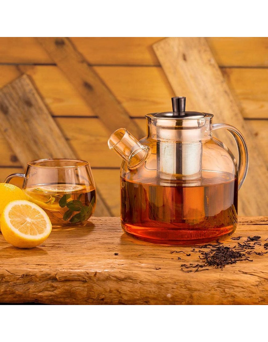 Théière en verre Ehugos bouilloire de thé sûre pour la cuisinière 1500 ml avec infuseur en verre à eau en verre borosilicaté Préparateur de théière pour thé à feuilles mobiles - B1B8KCILI