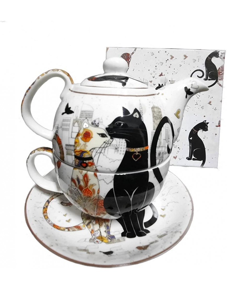 Atelier Harmony Théière avec tasse en porcelaine pour One Happycat Kiss Motif chat Avec boîte cadeau - BEE12DSJW