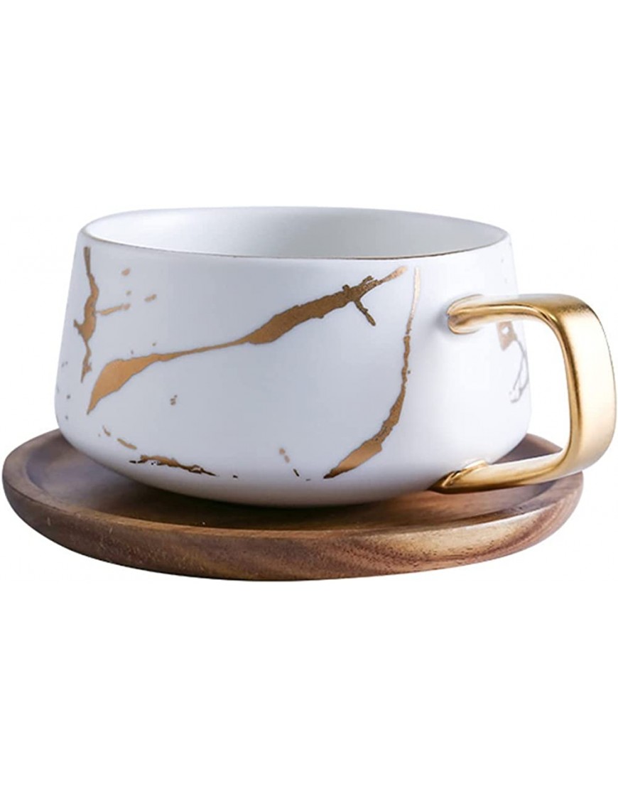 Coupe en céramique mate Design Tasse à thé Coupe de café avec soucoupes de bois for thé de l'après-midi coupe de thé en céramique Color : White Size : A - BH2K1DVKY