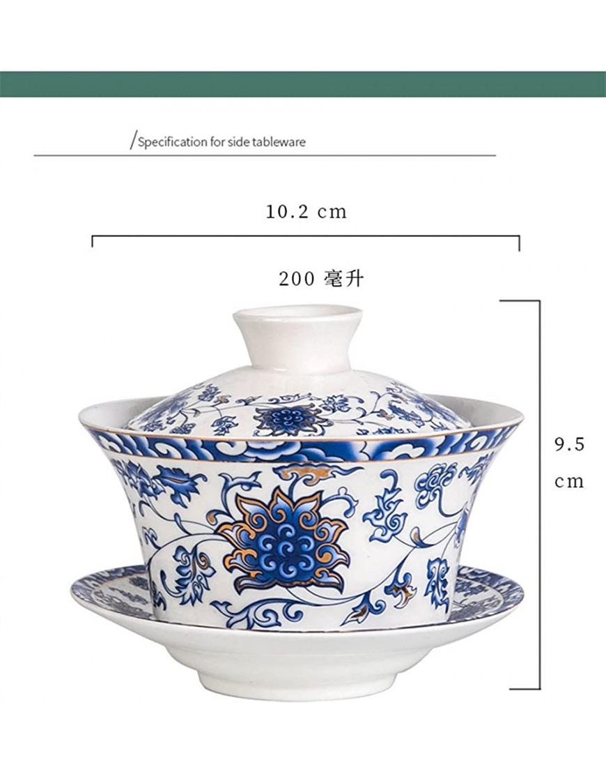 Teaware chinois traditionnel Chine HBlue et porcelaine blanche Grand Gaiwan Kungfu TeaCup Chinese Porcelaine Color : B Size : 200 ml - BK8WJIVSX