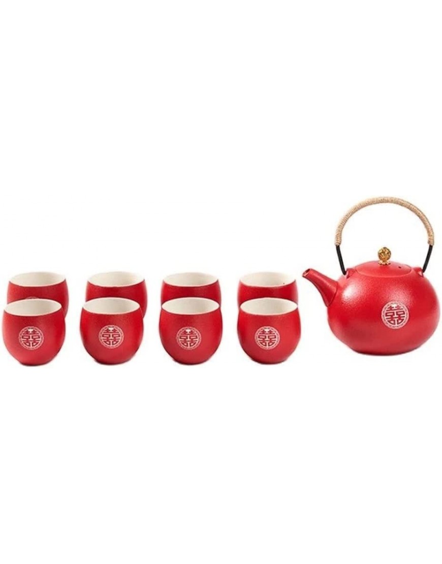 XIULAIQ Ceramic Tea Pot Set Tea Ménage Pot et Coupe Ensemble Chinois Style De Mariage Rouge Teaware Cadeware Un pot de huit tasses - B6K3WQXDN